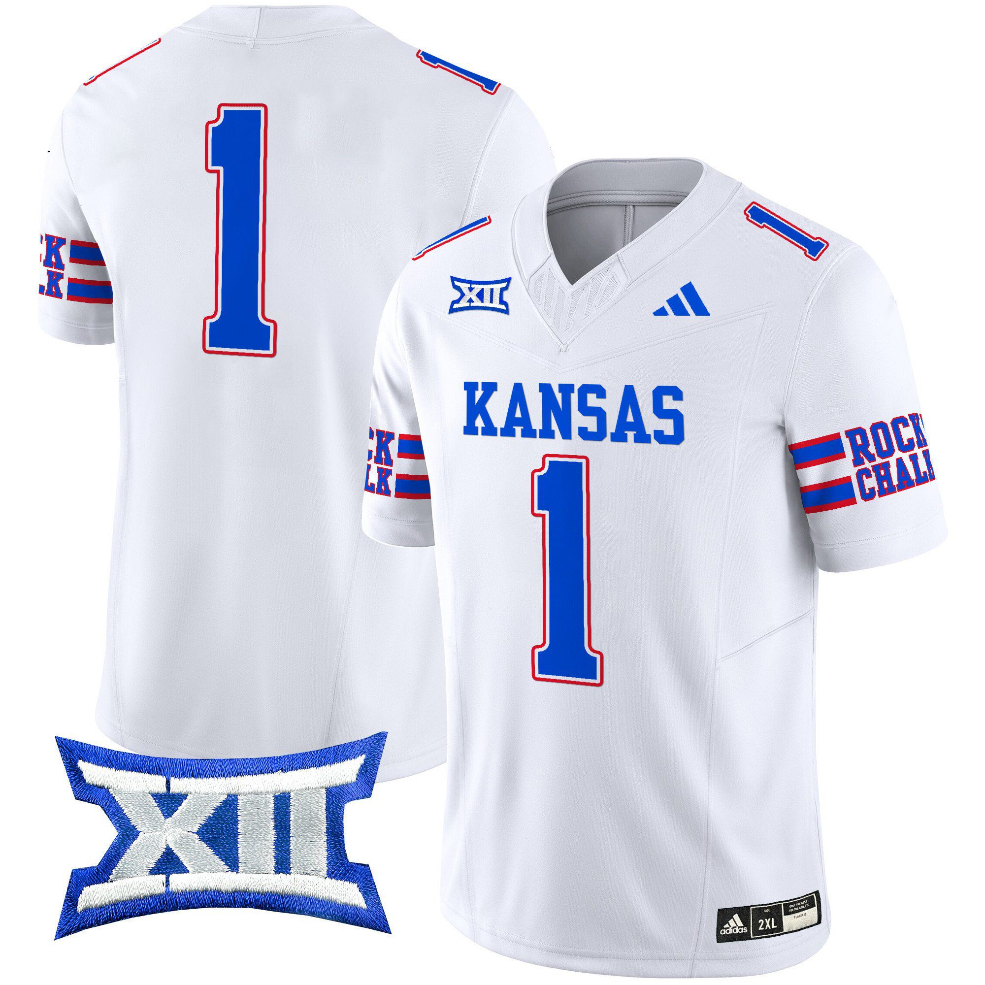 Men Kansas Jayhawks #1 No Name White 2024 Vapor Limited NCAA Jersey